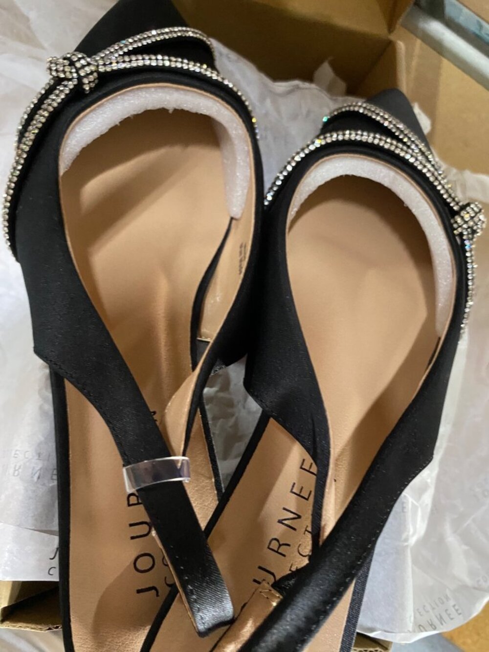 Journee Collection Womens Rebbel Sling Back Pointed Toe Flats Black Size 9 NWB - Picture 2 of 4